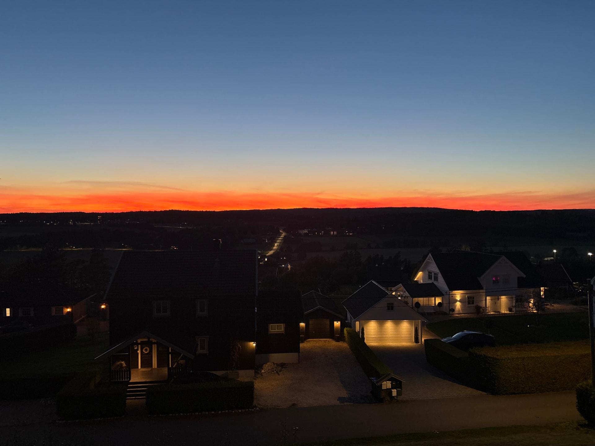 Sunset over the countryside from the villa